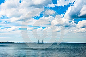 Oresund bridge between Copenhagen and Malmo cities