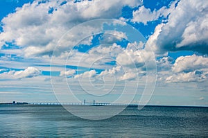 Oresund bridge between Copenhagen and Malmo cities