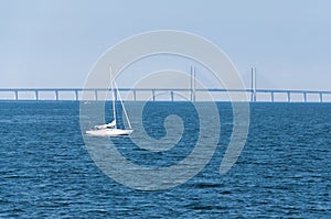 The Oresund bridge, seen from Malmo, Sweden