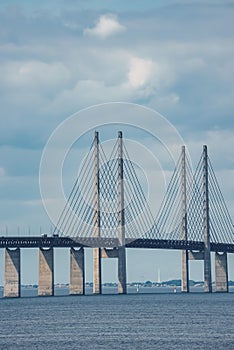Oresund Bridge, a vital link between Copenhagen, Denmark, and Malmo, Sweden. photo
