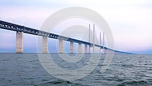 ORESUND, SWEDEN - AUGUST 8 : Oresund bridge on August 8, 2013, Sweden