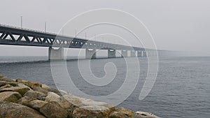 Oresundsbron, the bridge between Sweden and Denmark a foggy day