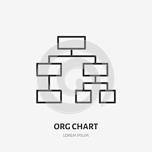 Org chart flat logo, project management icon. Data visualization vector illustration. Sign for business infographic