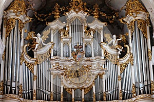 Organ in Amorbach Benedictine monastery church, Germany photo