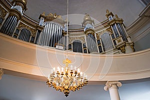 Organ in the Cathedral of Helsinki. Finland