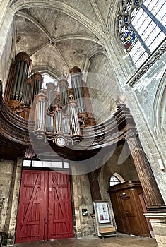 Organ of the choir at the Church of Saint Merri in Paris, France