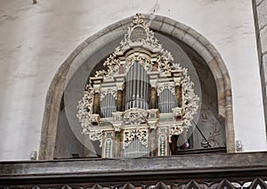 Organ of the choir of the Literary Brotherhood, Church of Saint Vitus, Cesky Krumlov, Czech Republic