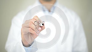 Organ Donor , Doctor writing on transparent screen