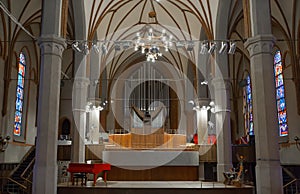 The organ hall of the Kaliningrad Philharmonic in the Church of