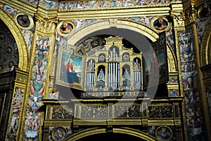 The organ in the Incoronata temple in the city center in Lodi in Lombardy (Italy)