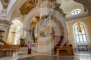 The organ inside Gustaf Vasa church, Stockholm, Sweden