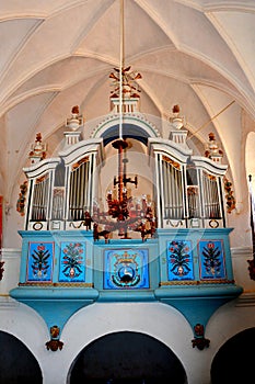 Organ in the old fortified church Dirjiu, Transylvania, Romania