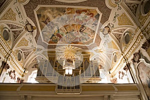 Organ and Painting on Church-Ceiling Munich
