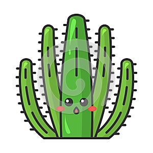 Organ pipe cactus cute kawaii vector character