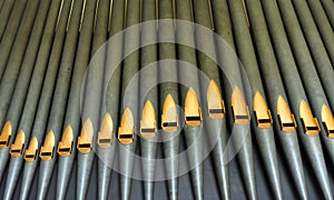 Organ Pipes background metal silver and gold finish