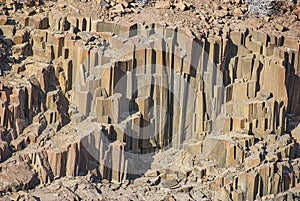 Organ pipes basalt rock formation in Damaraland Namibia