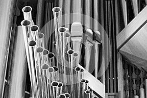 Organ pipes in Hallgrimskirkja in Reykjavik, Iceland