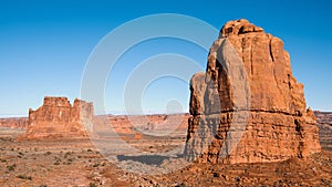 The Organ rock formation as seen from the La Sal Mountains Viewpoint in Arches National Park, Moab, Utah