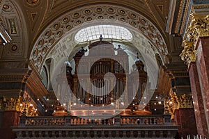 Organ of Saint Stephen Basilica in Budapest, Hungary.