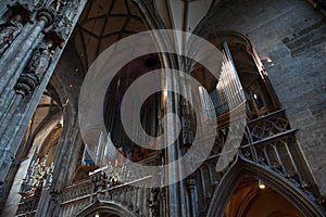 Organ at Stephansdom, St. Stephen's Cathedral in Vienna Austria