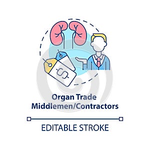 Organ trade middlemen or contractors concept icon