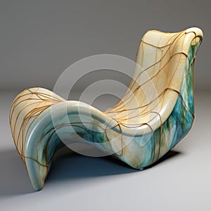 Organic Abstract Wooden Lounge Chair With Blue Color
