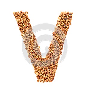 Organic Alfalfa seed Medicago sativa in letter V Shape. photo