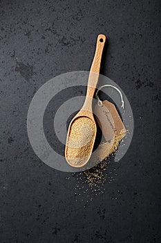 Organic amaranth on a measuring spoon