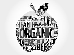 Organic apple word cloud