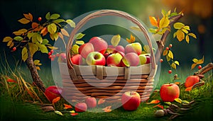 organic apples in the basket