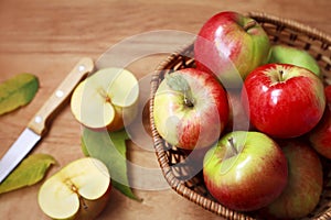 Organic apples in a basket