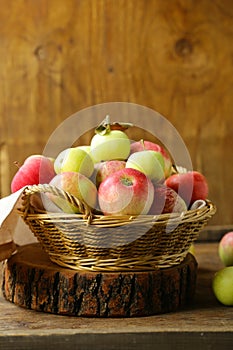 Organic apples in a wicker basket