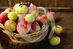 Organic apples in a wicker basket