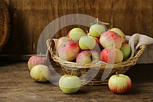 Organic apples in a wicker basket