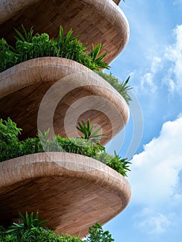 Organic architecture with lush greenery
