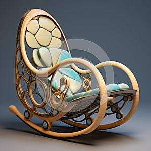 Organic Art Nouveau 3d Rocking Chair With Zen Buddhism Influence