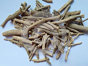 Organic Ashwagandha Withania somnifera roots. Ashwagandha is an incredibly healthy medicinal herb.