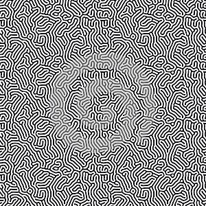 Organic background with rounded lines. Diffusion reaction seamless pattern. Linear design with biological shapes