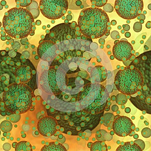 Organic background with viruses infecting organism