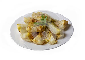 Organic Baked Fennel Bulbs with Salt and Pepper. Fennel dish with olive oil