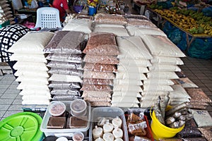 Organic Bario rice retailed at market stall in Miri, Sarawak photo