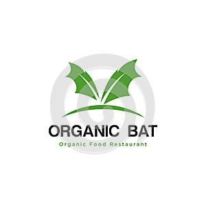 Organic bat natural logo design.