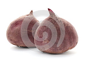 Organic beets on white background