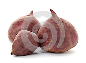 Organic beets on white background