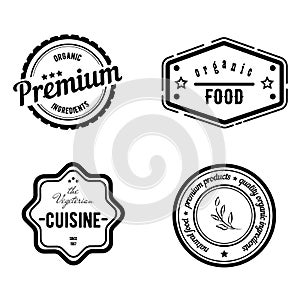 Organic, bio product, vegan food, natural farming, vegeterian labels, shapes. Vector collection of strokes isolated on