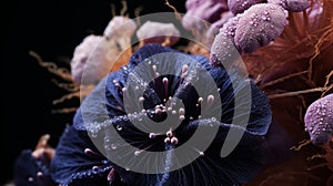 Organic Biomorphic Forms: A Hyper-realistic Photo Shoot With Blue And Purple Flowers