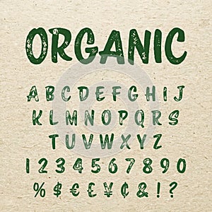 Organic brush script lettering font. Handwritten calligraphic alphabet.