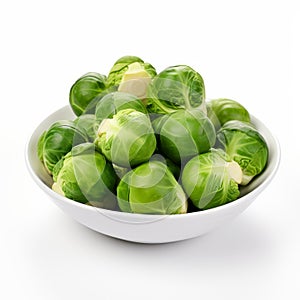 Organic Brussels Sprouts In Low Resolution Style - White Bowl