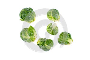Fresh Organic Brussels Sprouts Isolated On White Background