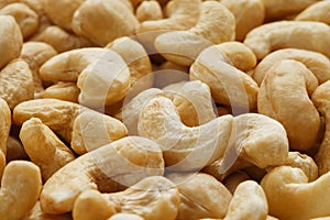 Organic cashew without shell on the background. Organic golden walnut closeup.